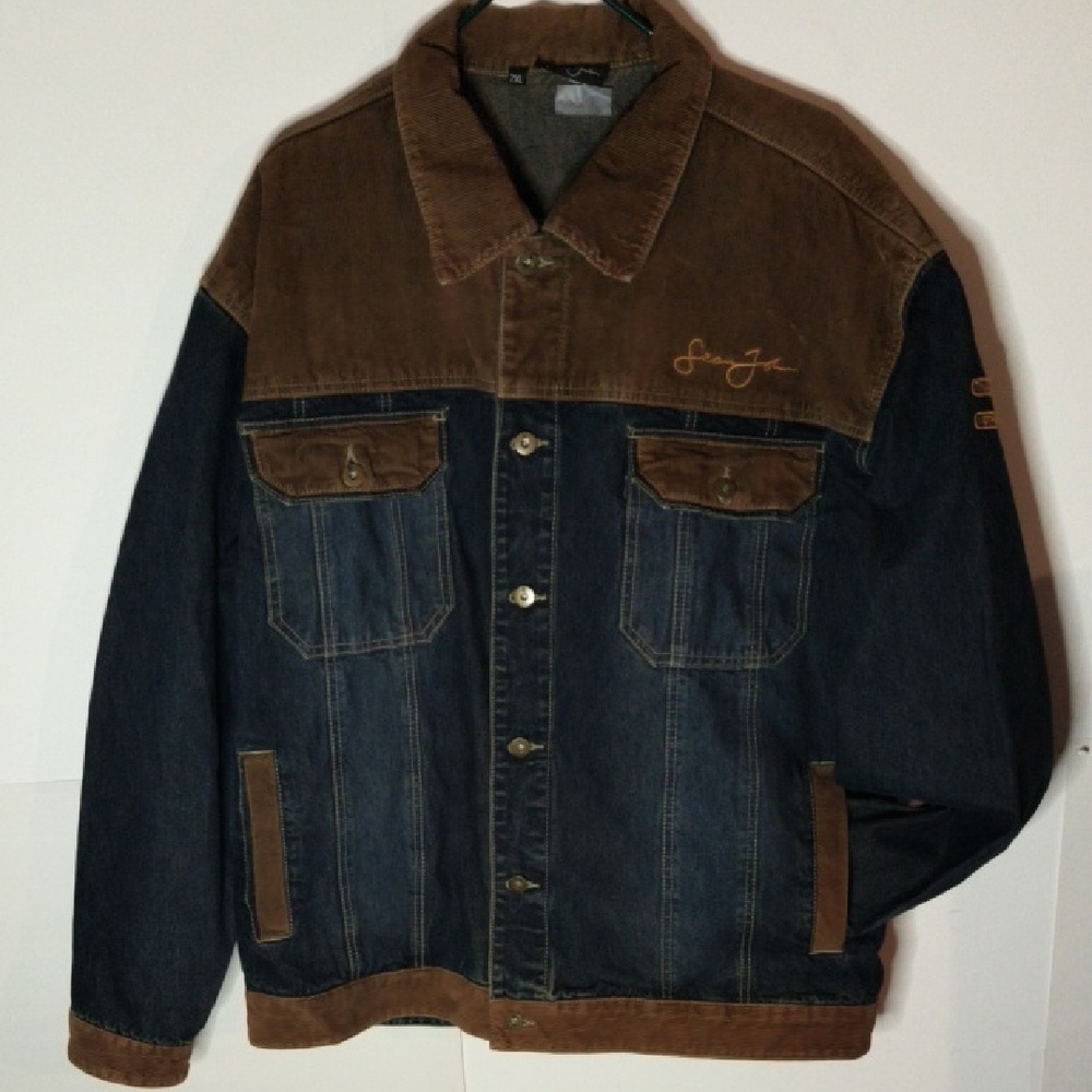 Men's Sean John Storm ST>N2 Vintage Blue Jean And Corduroy Size 2XL Jacket